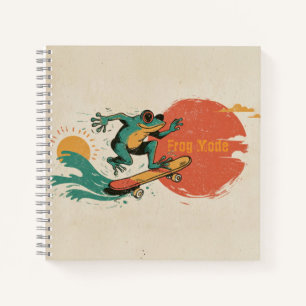 Frog Vibes – Retro Surf Skate Frog Art Notebook