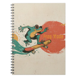 Frog Vibes – Retro Surf Skate Frog Art Notebook