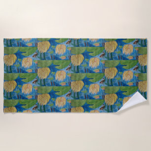 Frog & Waterlilies Beach Towel