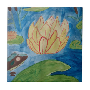 Frog & Waterlilies Ceramic Tile
