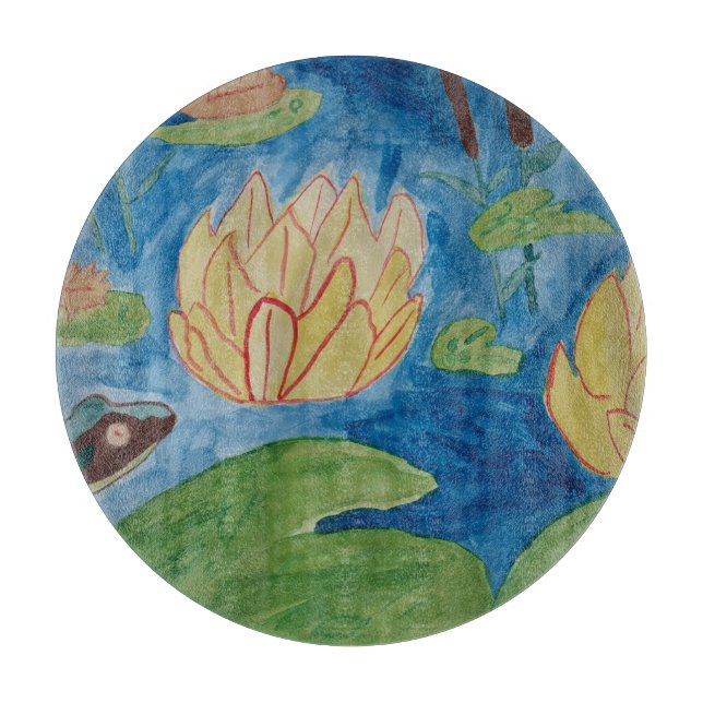 Frog & Waterlilies Chopping Board (Front)