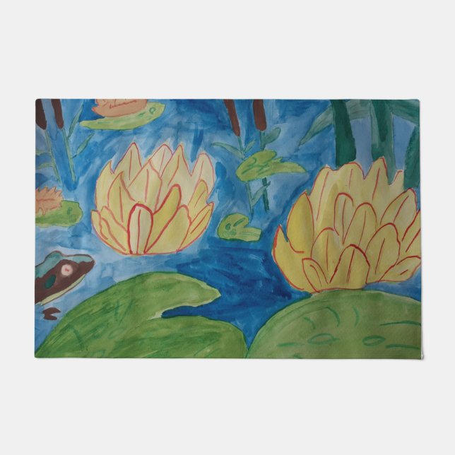 Frog & Waterlilies Doormat (Front)