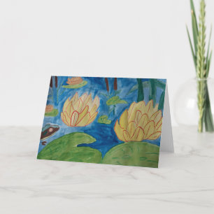 Frog & Waterlilies Folded Card