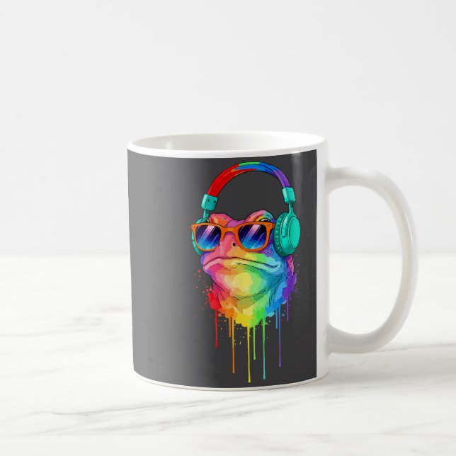 Frog Wearing Headphones And Sungles Edm Rave Desig Coffee Mug (Right)