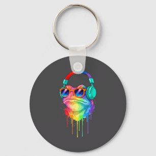 Frog Wearing Headphones And Sungles Edm Rave Desig Key Ring