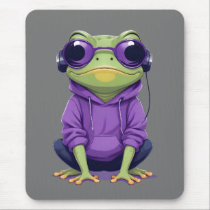 Frog Wearing Hoodie Funny Cool Animal Character  Mouse Pad