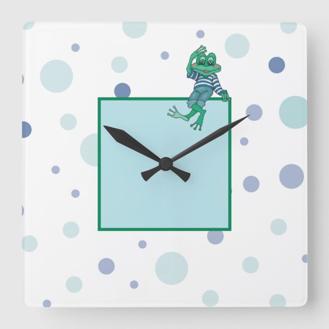Frog Wearing Jeans Square Wall Clock (Front)