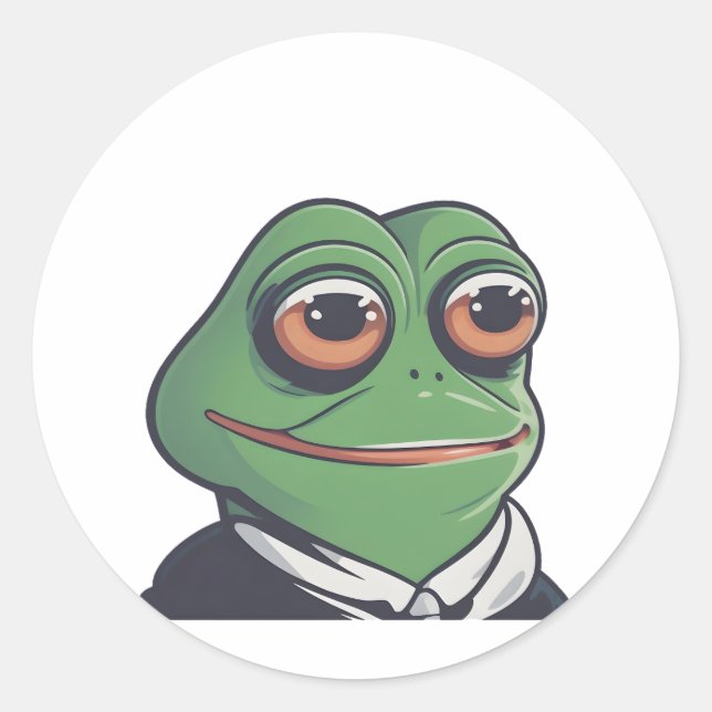 Frog: Whimsical Amphibian Art  Classic Round Sticker (Front)