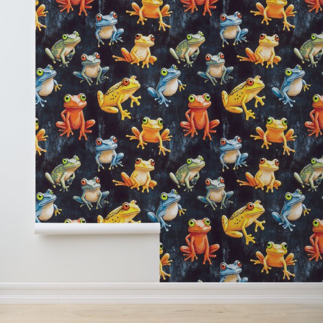 Frog Wild Reptile Pattern Chalk Drawing Wallpaper (Application)