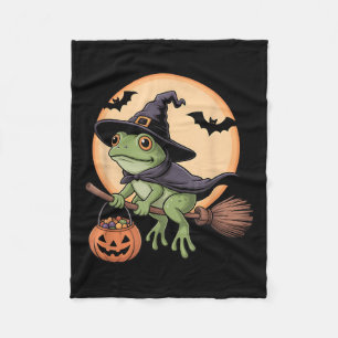 Frog Witch Hat Pumpkin Halloween Costume Men Women Fleece Blanket