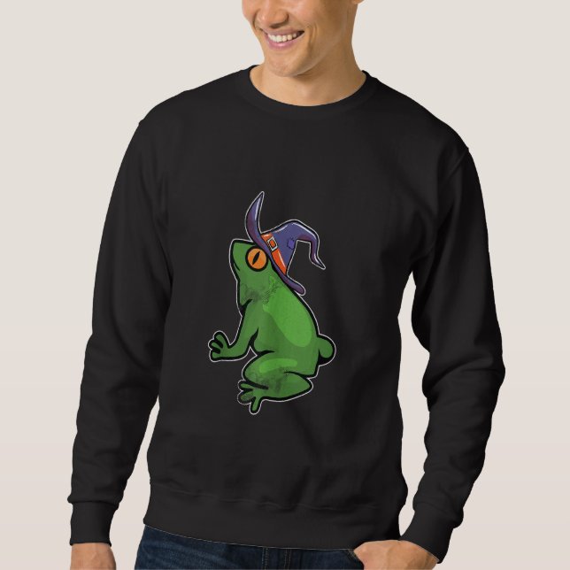 Frog Witch Lazy Halloween Costume Funny Wizard Sweatshirt (Front)