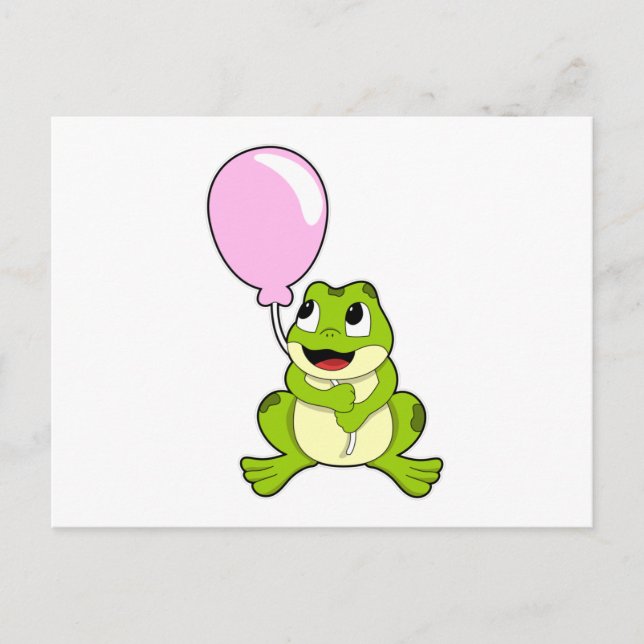 Frog with Balloon Postcard (Front)