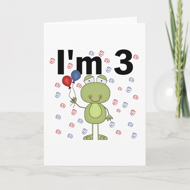 Frog With Balloons 3rd Birthday Card (Front)