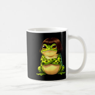Frog with bob haircut funny quirky frog meme  coffee mug