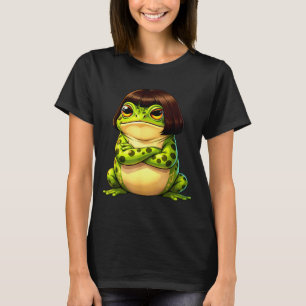 Frog with bob haircut funny quirky frog meme T-Shirt