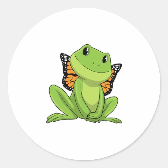 Frog with Butterfly Classic Round Sticker (Front)
