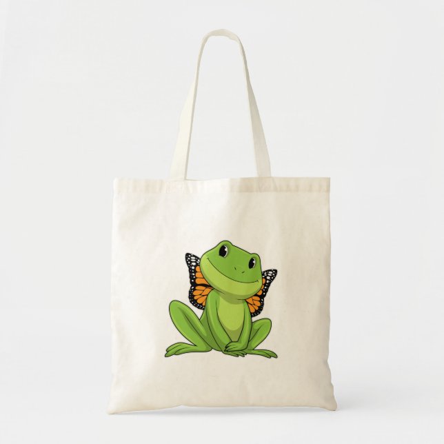 Frog with Butterfly Tote Bag (Front)