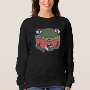 Frog with Coffee Cute Frogs Drink Coffee amphibian Sweatshirt