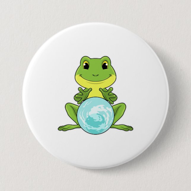 Frog with Crystal ball 7.5 Cm Round Badge (Front)