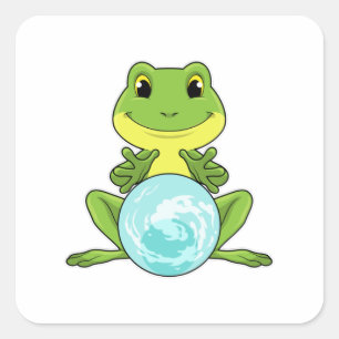 Frog with Crystal ball Square Sticker