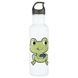 Frog with Cup of Coffee 710 Ml Water Bottle