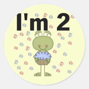 Frog With Cupcake 2nd Birthday Tshirts Classic Round Sticker