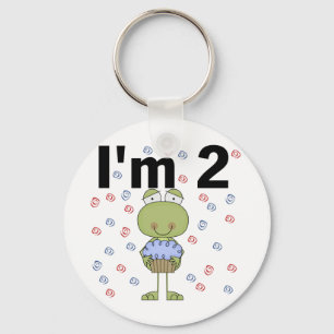Frog With Cupcake 2nd Birthday Tshirts Key Ring