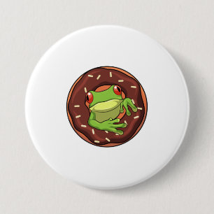 Frog with Doughnut 7.5 Cm Round Badge