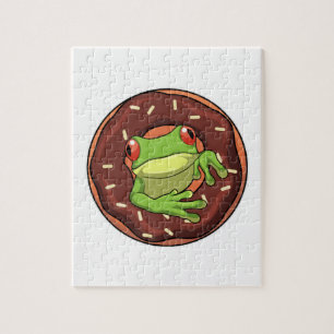 Frog with Doughnut Jigsaw Puzzle