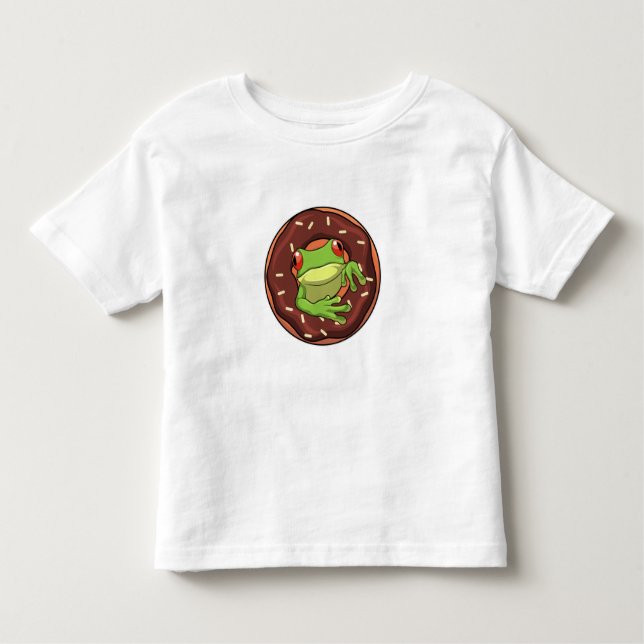 Frog with Doughnut Toddler T-Shirt (Front)