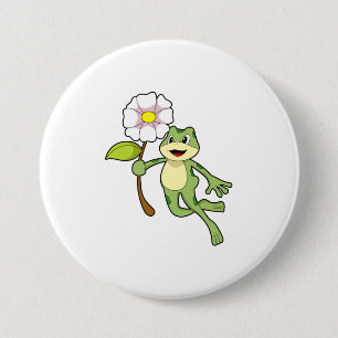 Frog with Flower.PNG 7.5 Cm Round Badge
