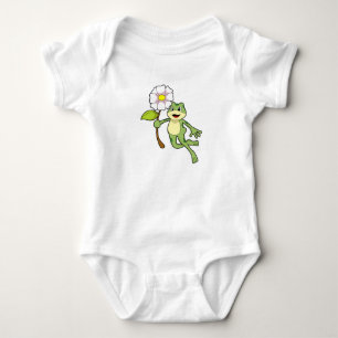 Frog with Flower.PNG Baby Bodysuit