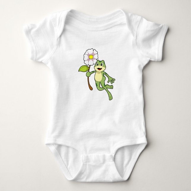 Frog with Flower.PNG Baby Bodysuit (Front)