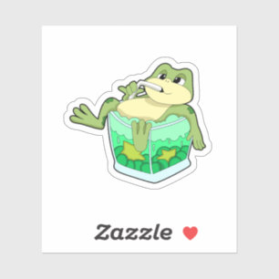 Frog with Glass of Juice