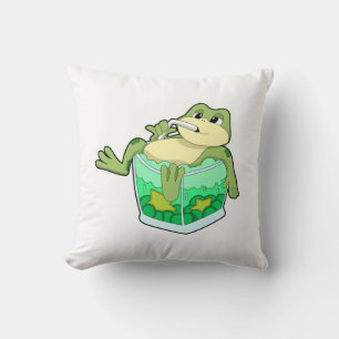 Frog with Glass of Juice Cushion