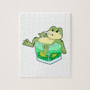 Frog with Glass of Juice Jigsaw Puzzle