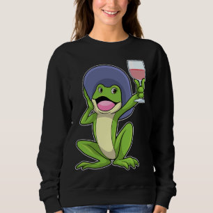 Frog With Glass Of Red Wine &amp Hat Sweatshirt