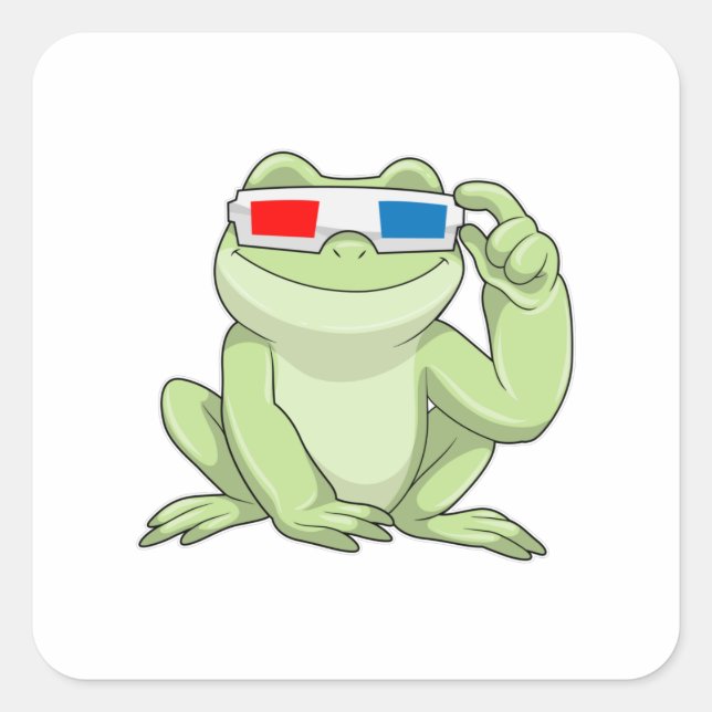 Frog with Glasses Square Sticker (Front)
