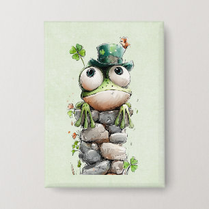 Frog with Green Hat and Shamrock Cute