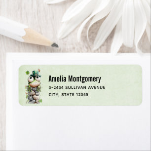 Frog with Green Hat and Shamrock Cute - Address Return Address Label