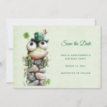 Frog with Green Hat and Shamrock Cute