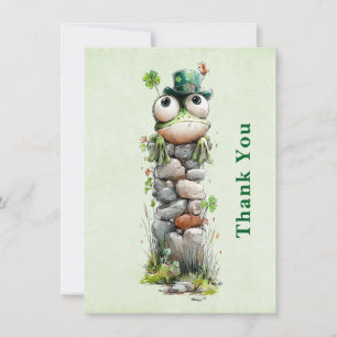 Frog with Green Hat and Shamrock Cute Thank You Card