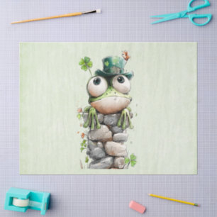 Frog with Green Hat and Shamrock Cute Tissue Paper