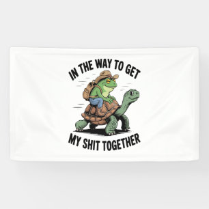 Frog with Hat Riding Turtle Banner