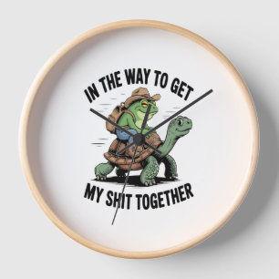 Frog with Hat Riding Turtle Clock