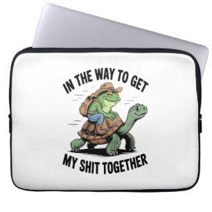 Frog with Hat Riding Turtle Laptop Sleeve