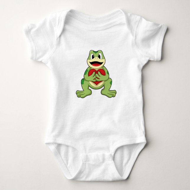 Frog with Heart Baby Bodysuit (Front)