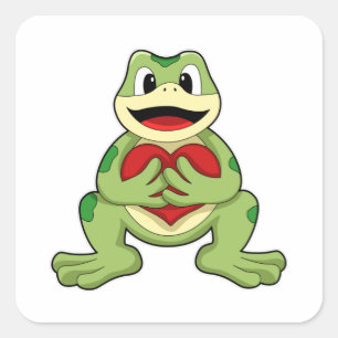 Frog with Heart Square Sticker