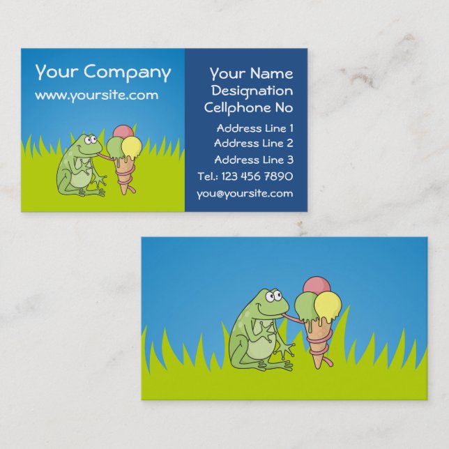 Frog with Icecream Business Card (Front/Back)