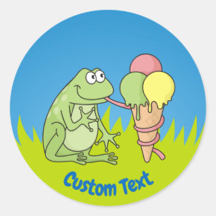 Frog with Icecream Classic Round Sticker